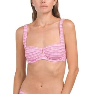 l*space Pink Striped Balconette Bikini Top